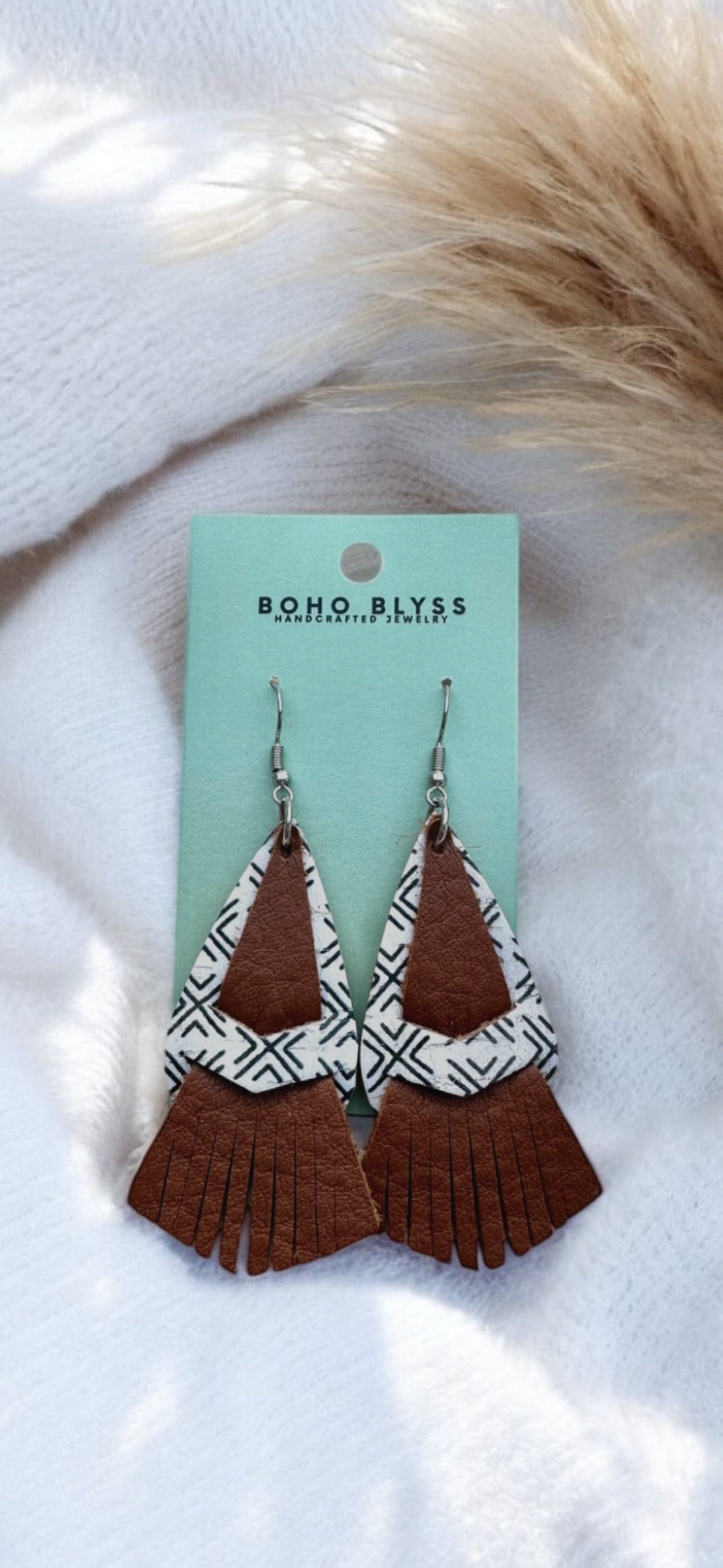 Black & White Aztec Fringe Teardrops