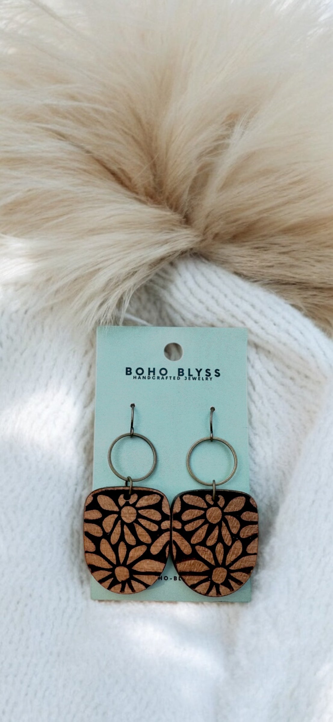 Engraved Floral Boho Dangle