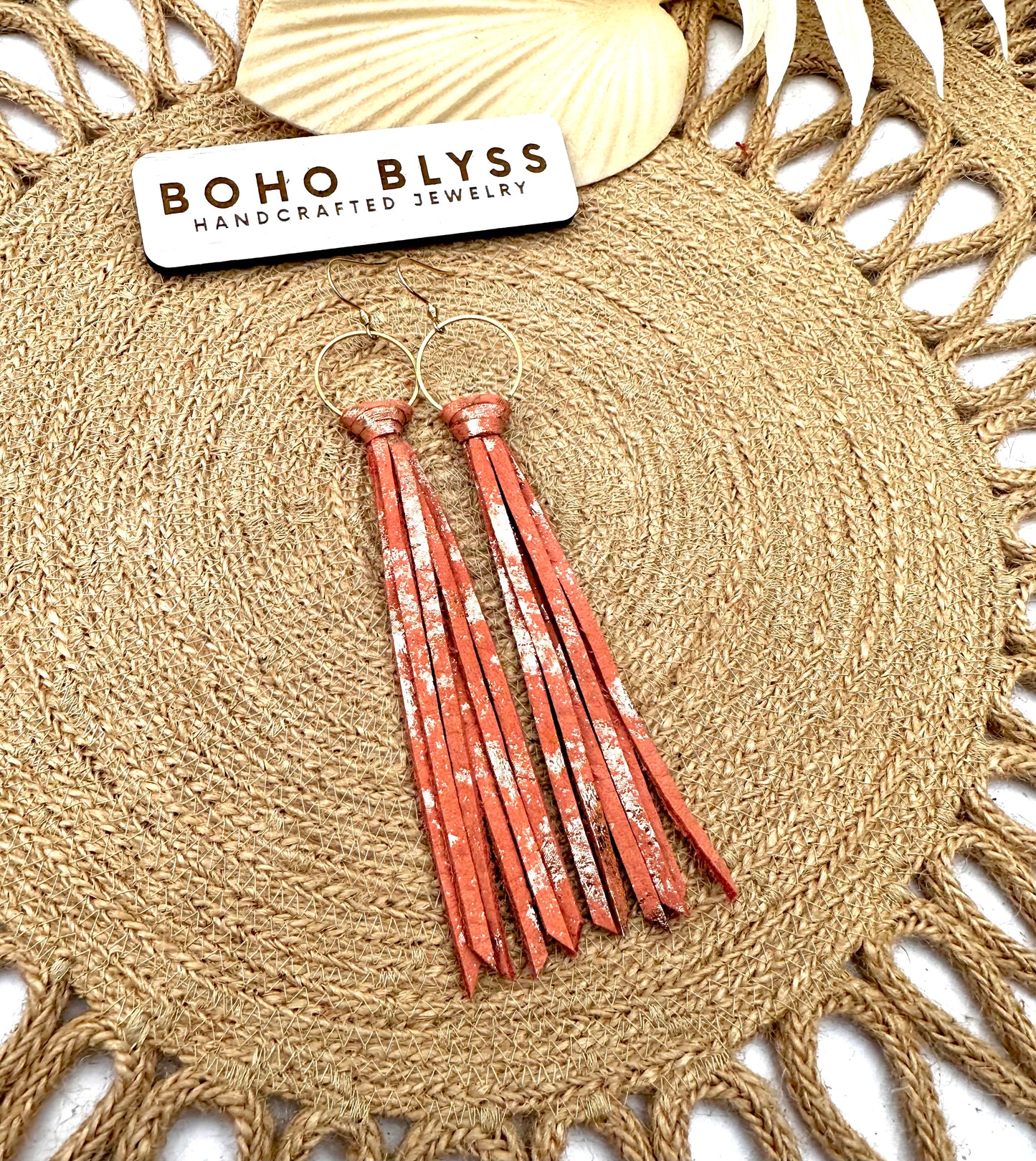 Coral and Gold Long Tassels