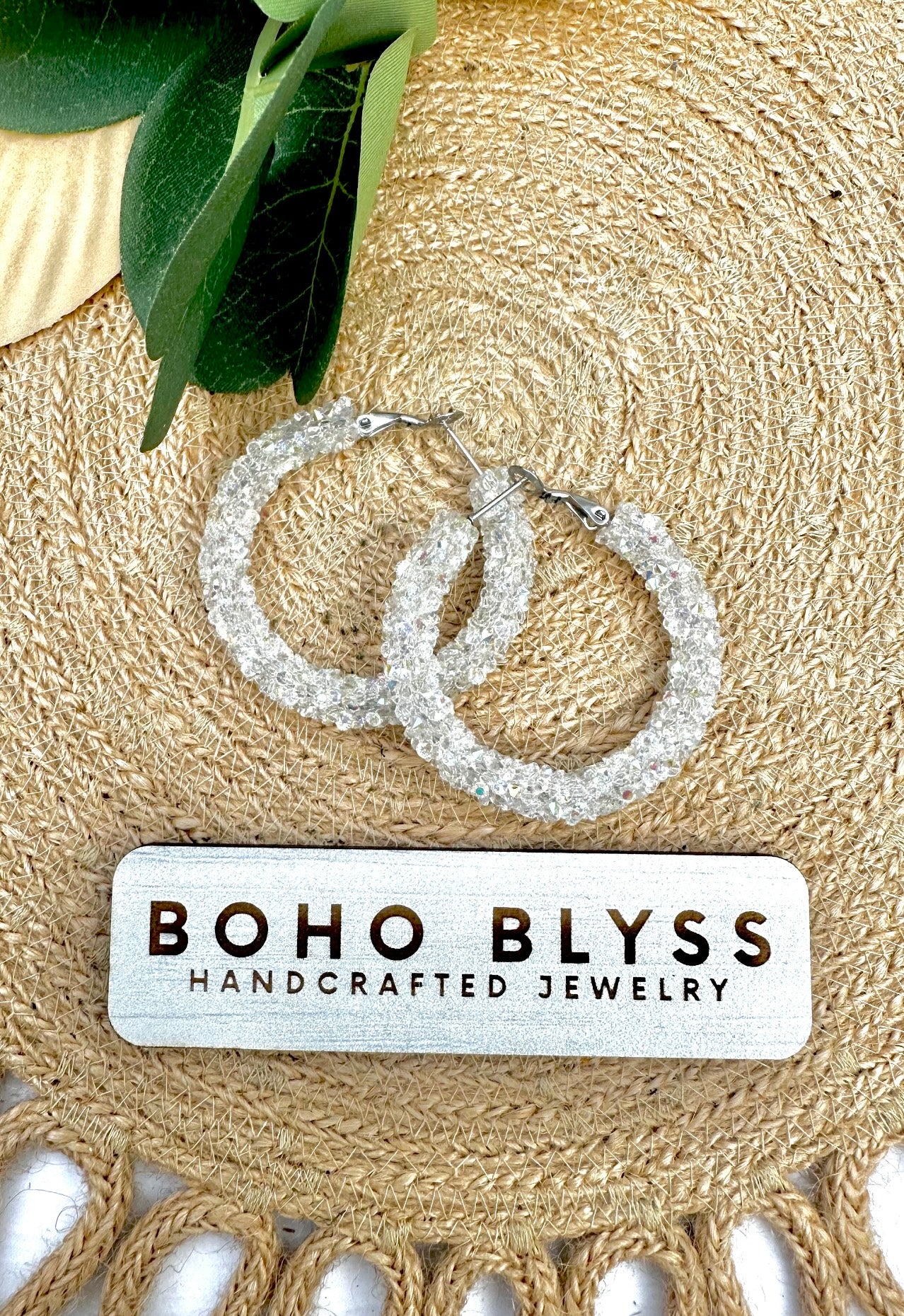 Clear Iridescent glitter hoops