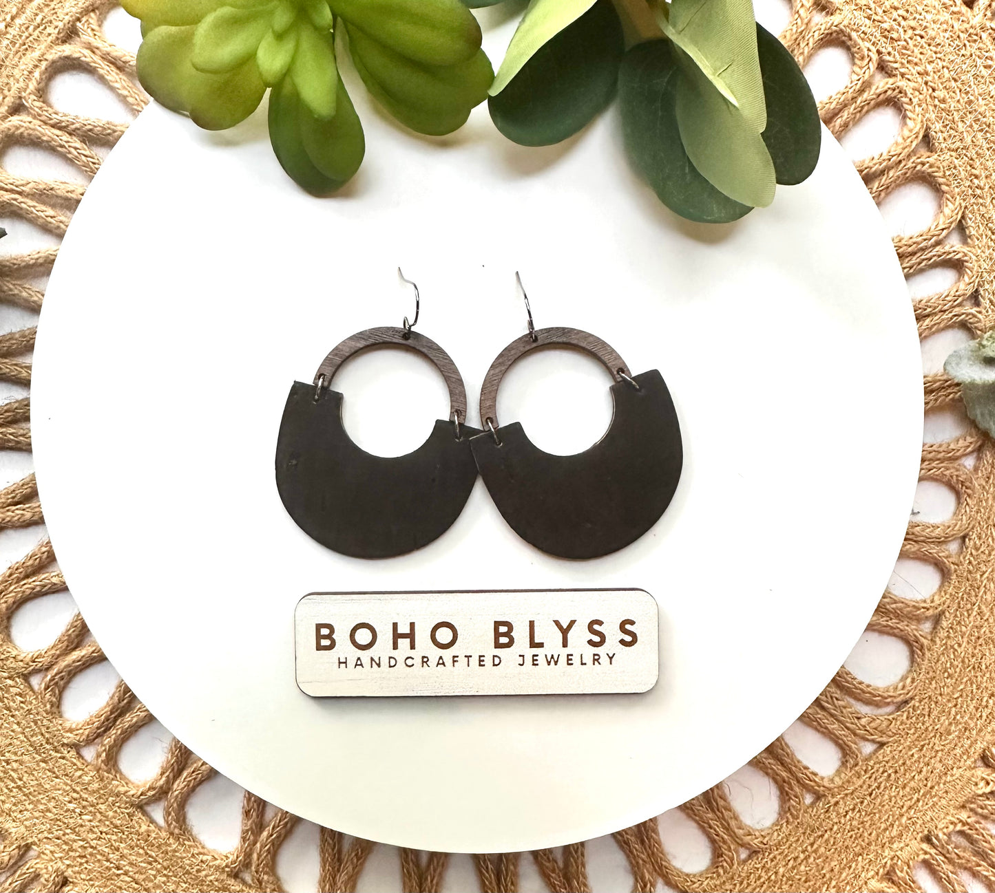 Wide and Wood Hoops - Black