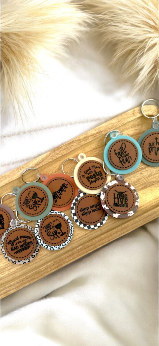 Acrylic & Leather Patch Keychains