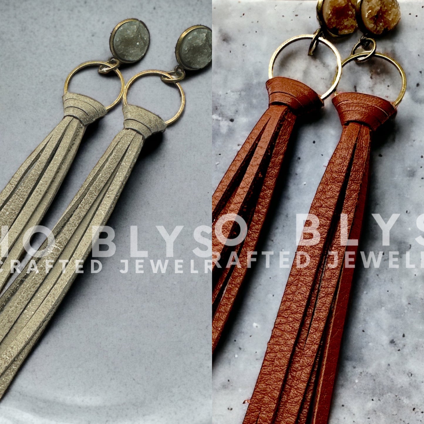 Druzy Post Long Tassels