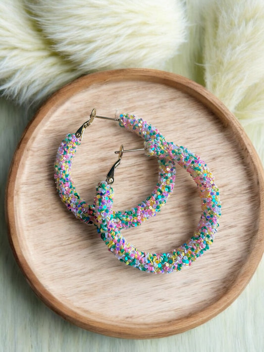 Pastel Party Chunky Glitter Hoops