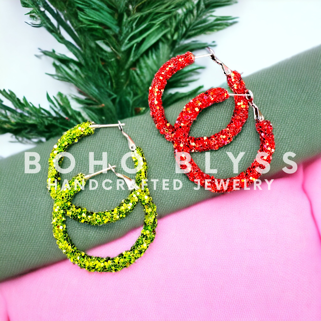 Christmas Bling Hoops