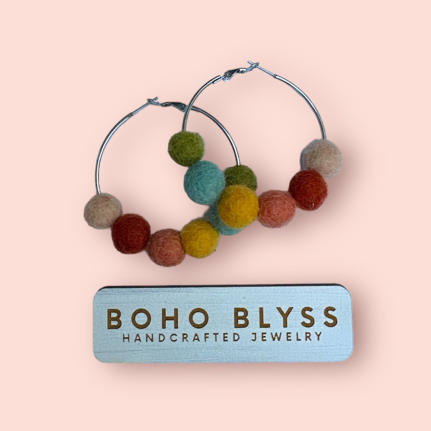 Boho Rainbow Fuzzy Hoops