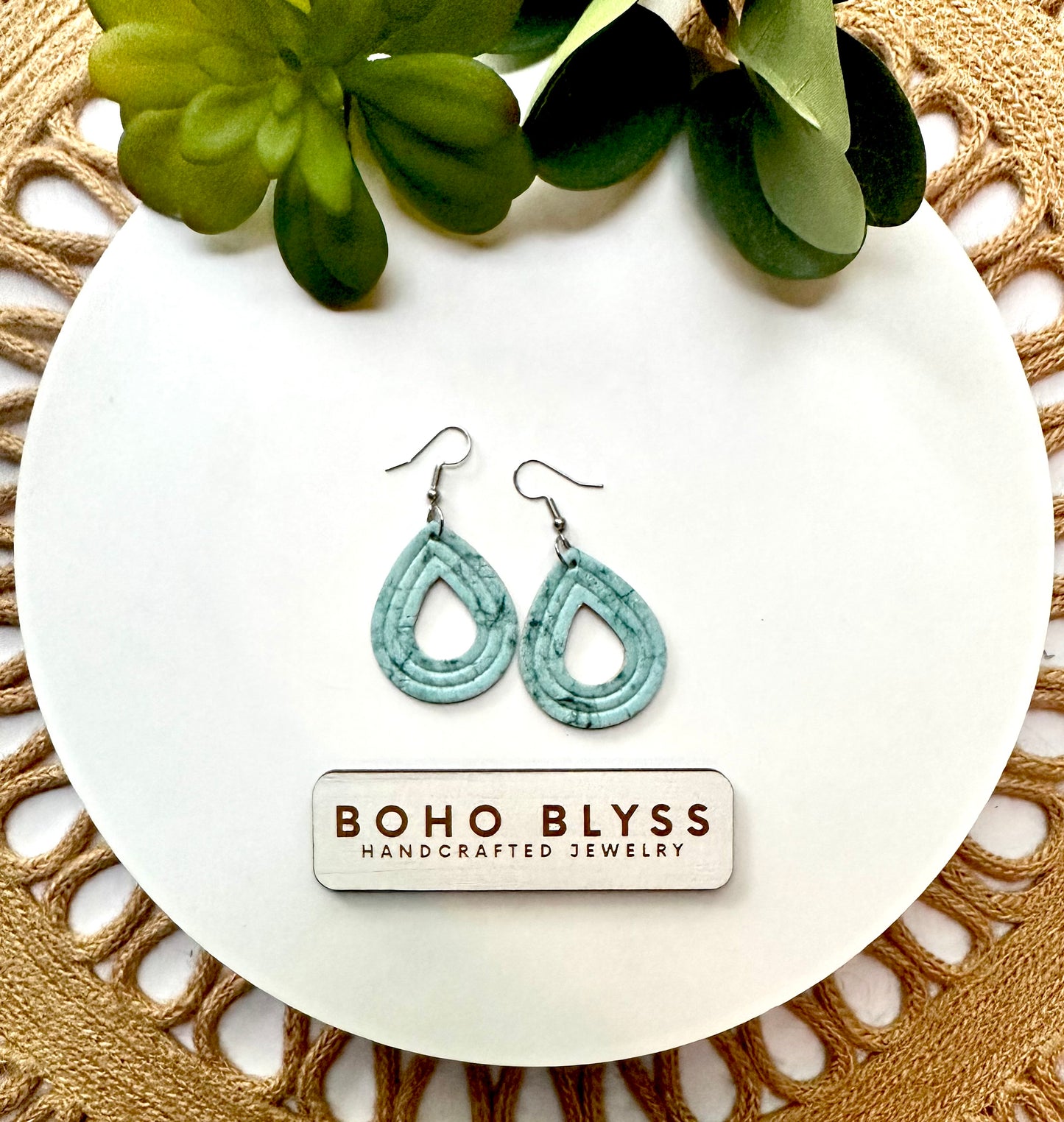 Turquoise Embossed Mini Drops