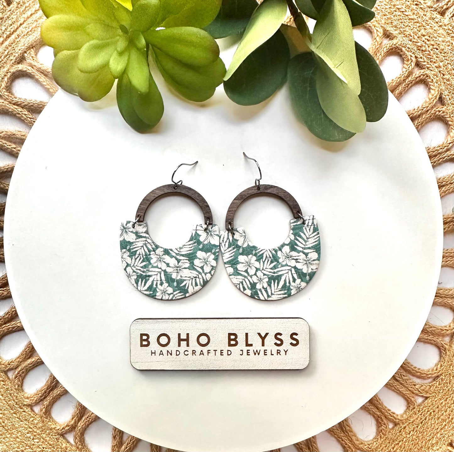 Wide and Wood Hoops - Hibiscus