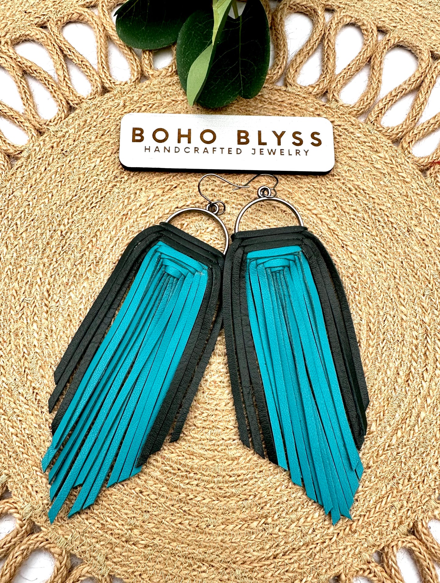 Turquoise/Dark Green Wrapped Fringe