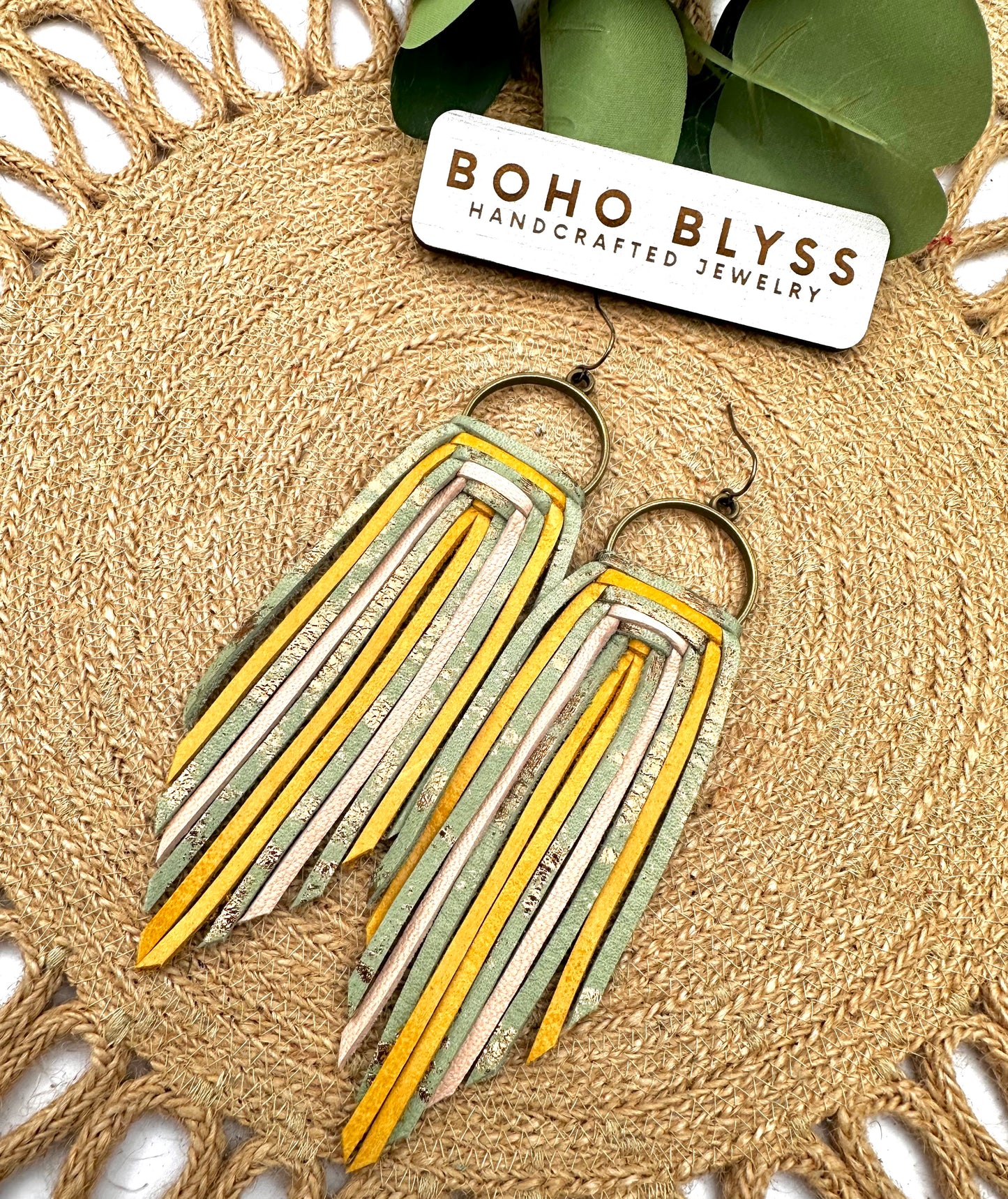 Sage/Mustard/Peach Wrapped Fringe