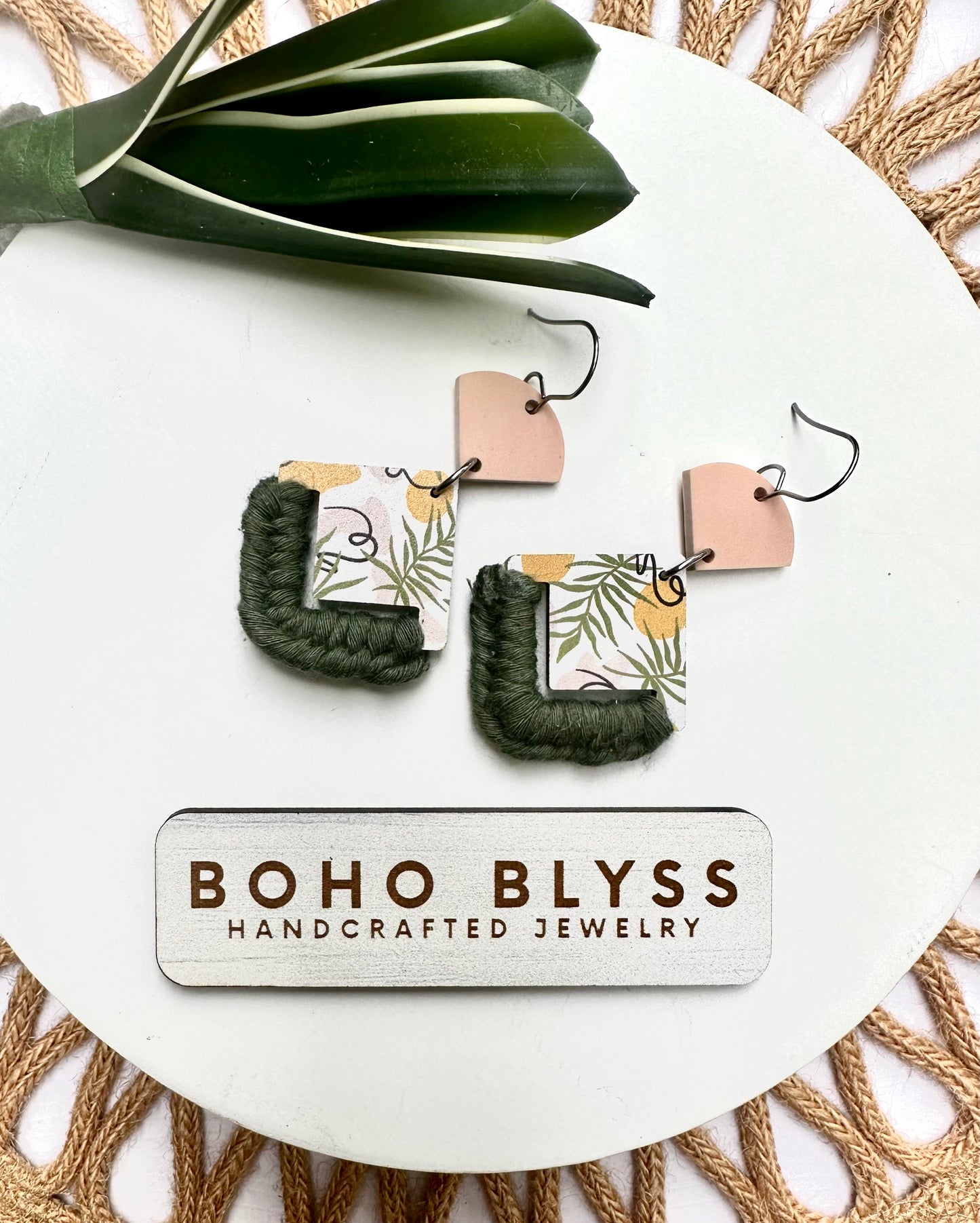 Olive Macrame Diamonds