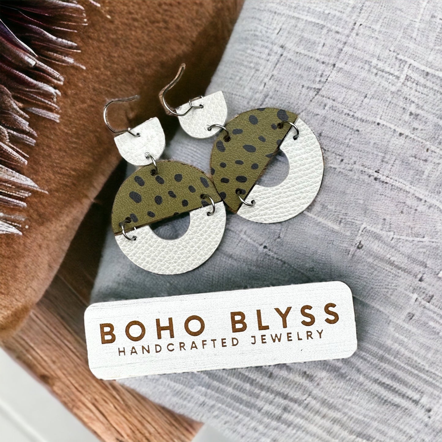 Olive and Cream Split Circles