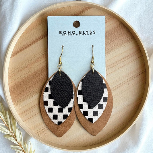 Checkered Neutral Leaf Trio