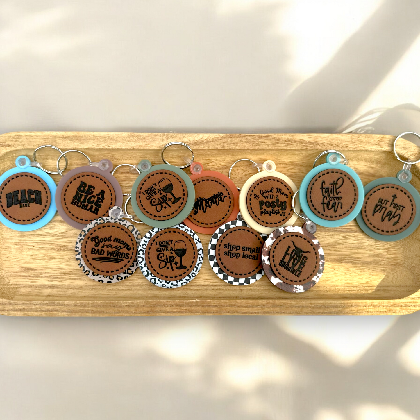 Acrylic & Leather Patch Keychains
