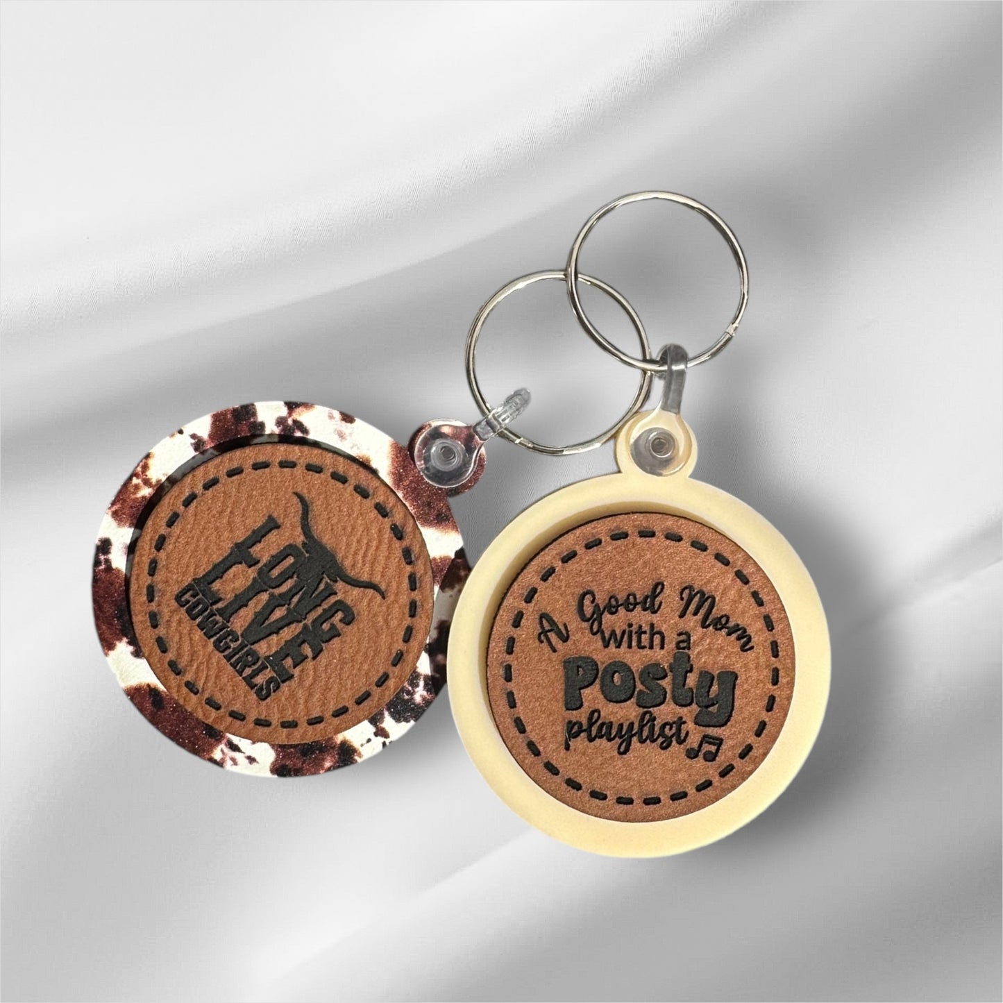 Acrylic & Leather Patch Keychains