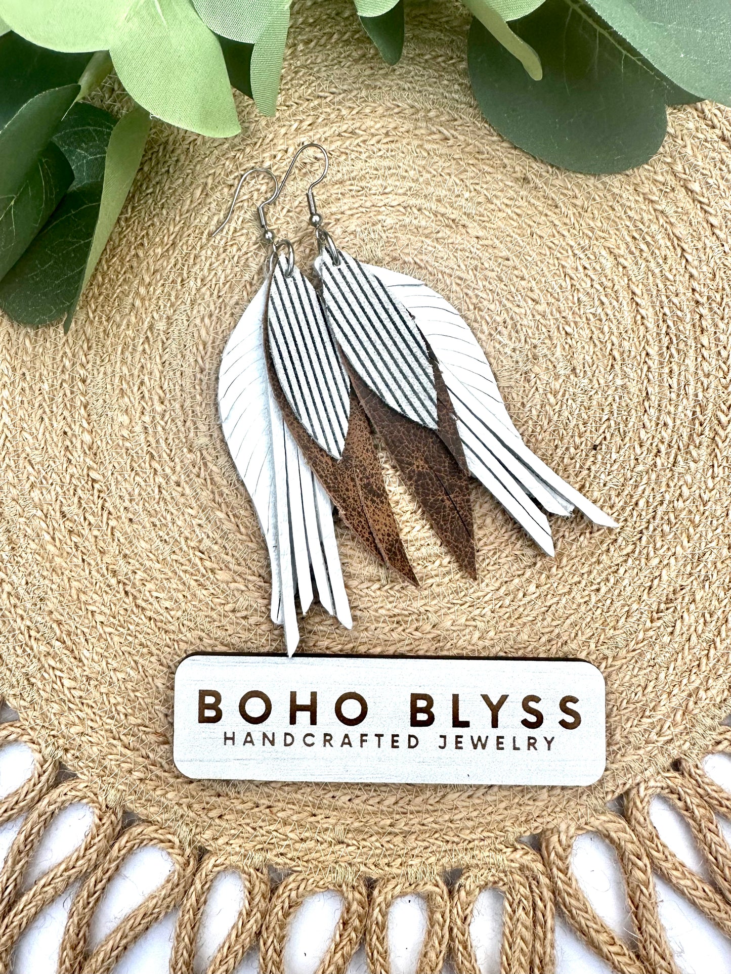 White Neutral Stripe Feathers