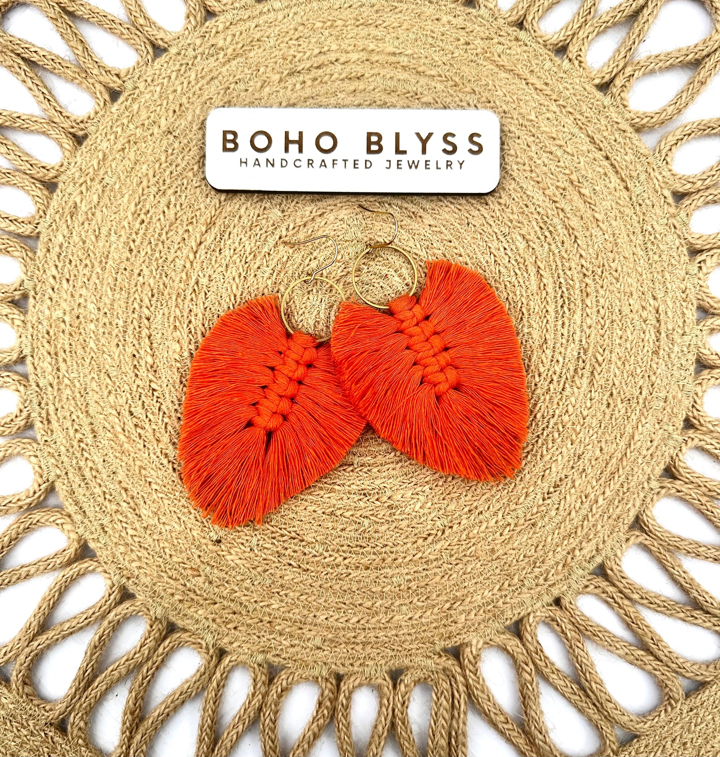 Bright Orange Macrame Leaves
