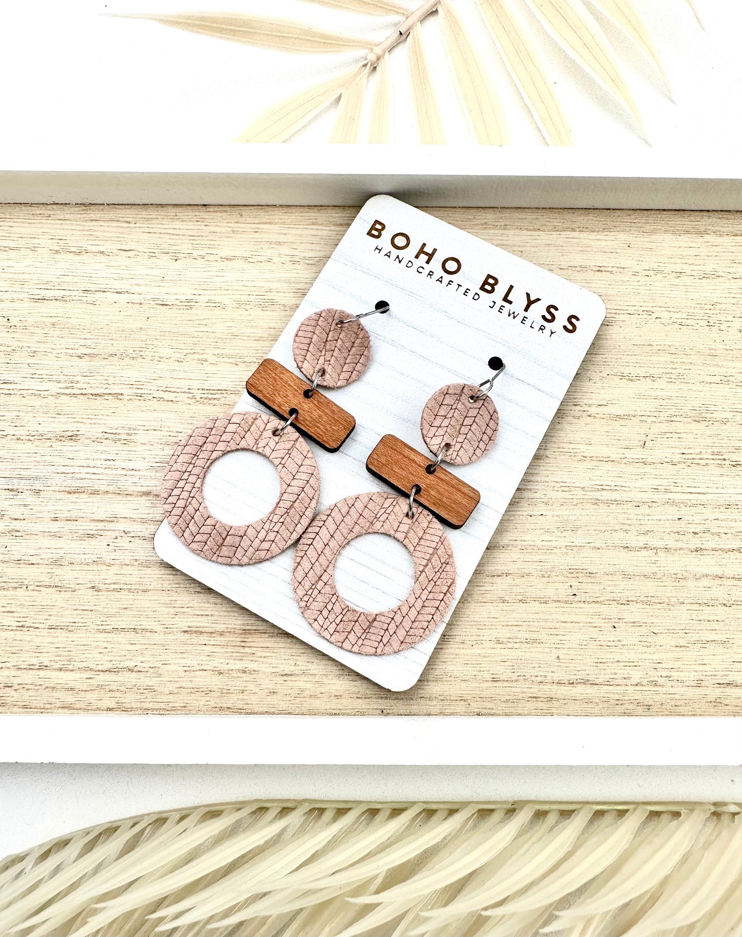 Pink braid/wood circles
