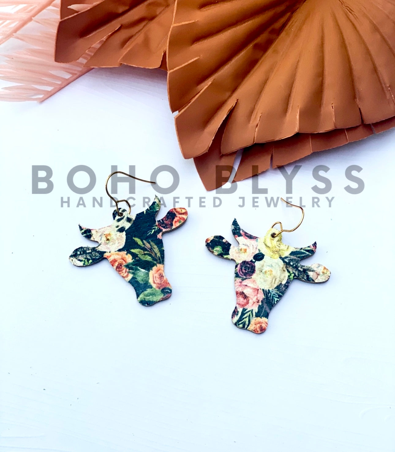 Navy floral cows