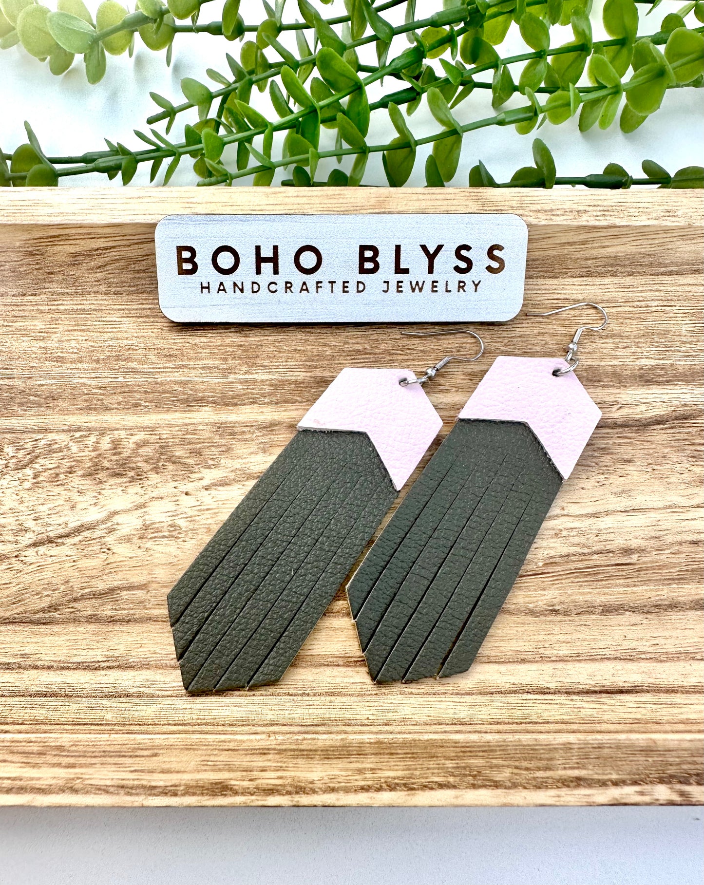 Olive and pink chevron fringe