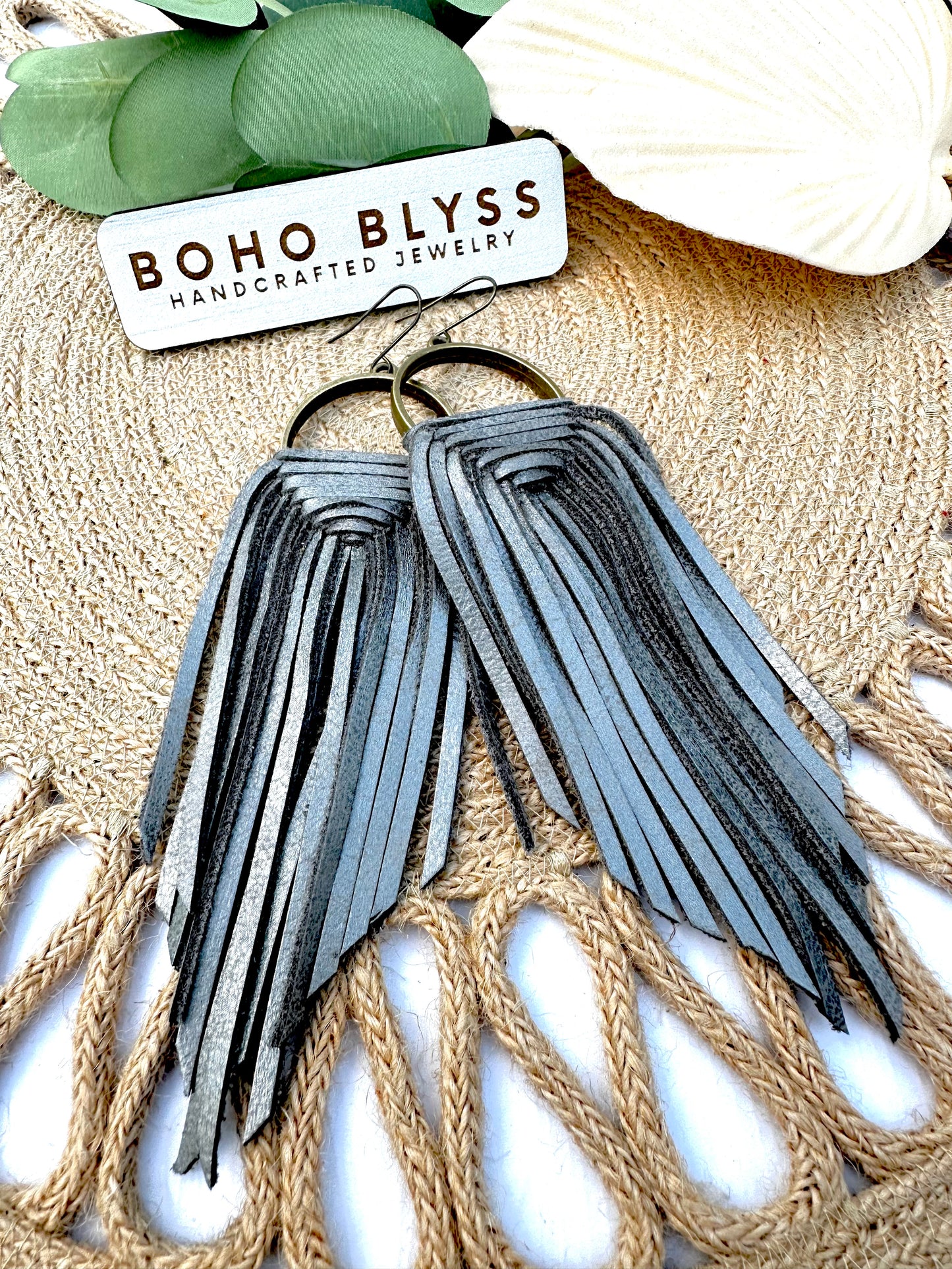 Gunmetal Wrapped Hoop Fringe