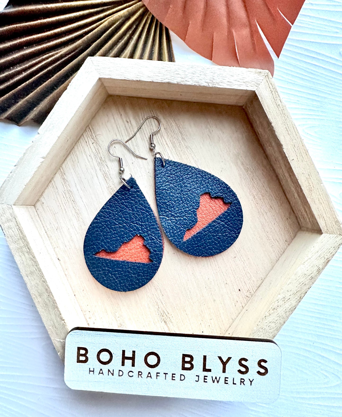 Navy and orange state teardrops