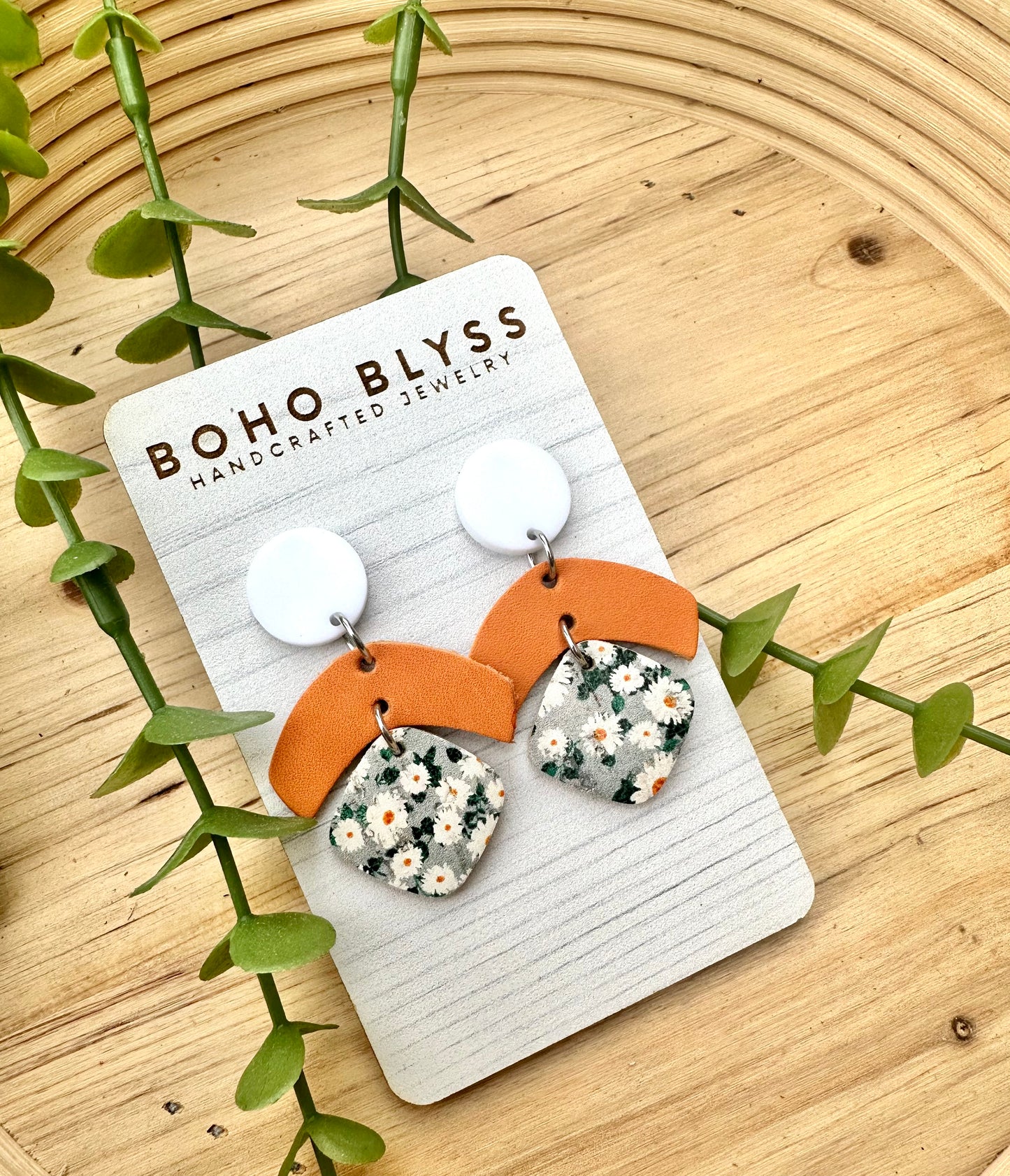 Orange and blue daisy dangles
