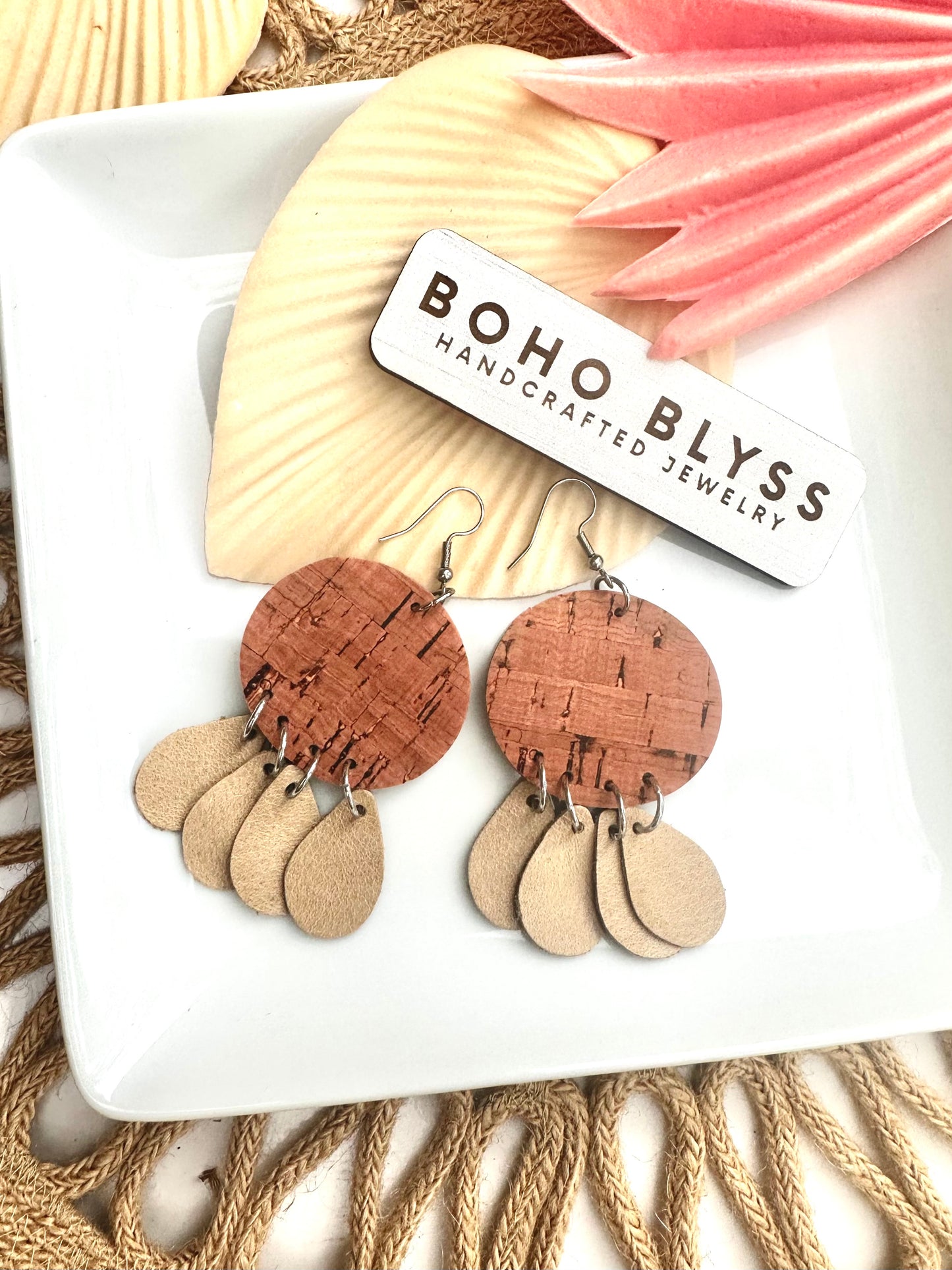 Coral and cream dangles
