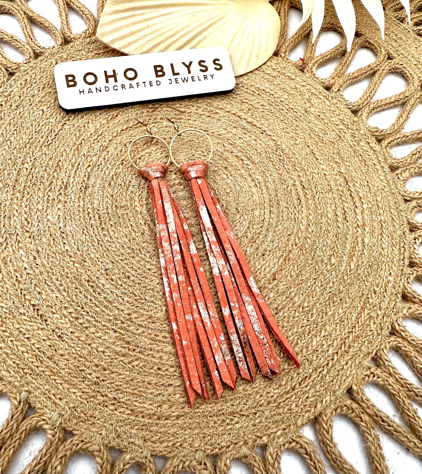 Coral and Gold Long Tassels