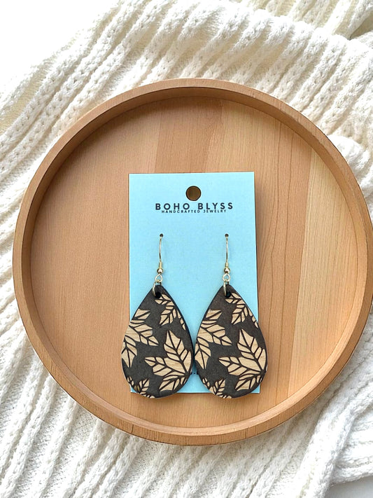 Wooden Leaf Teardrops