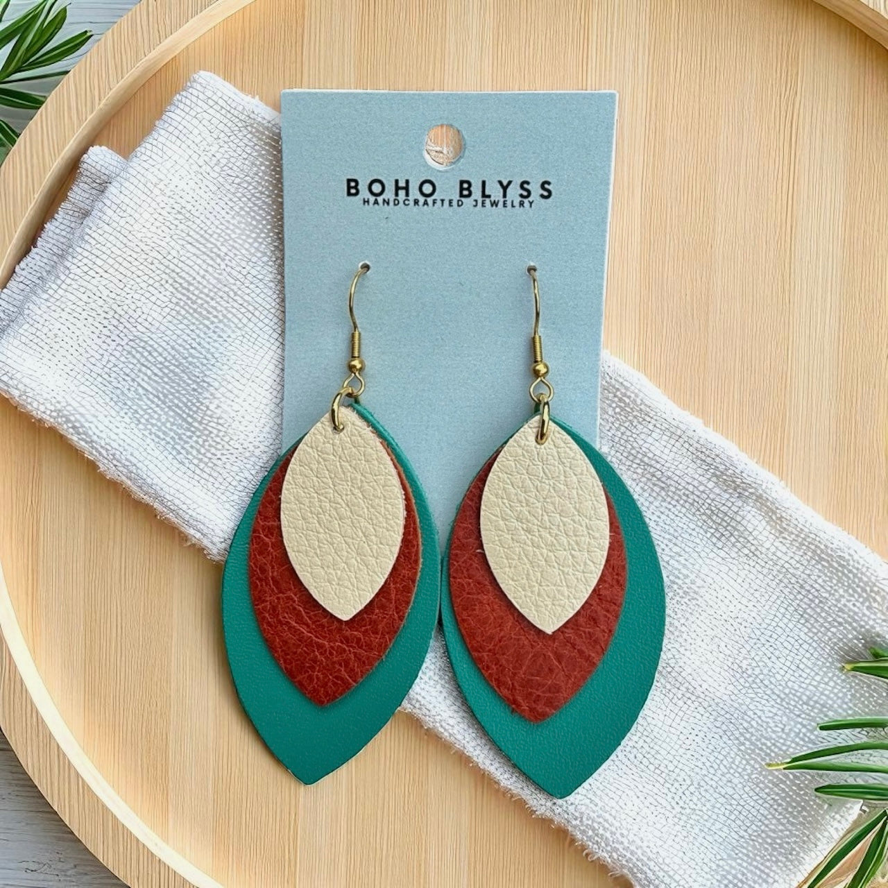 Orange & Teal Leaf Trio