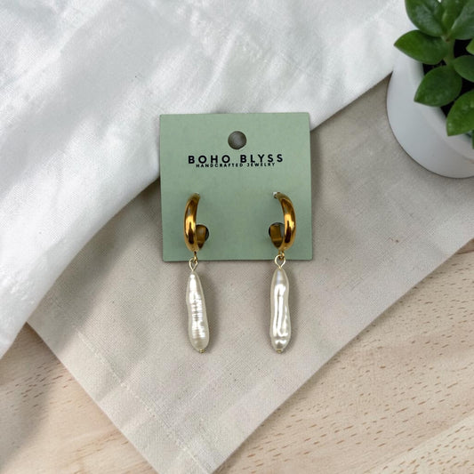Biwa Pearl Hoops