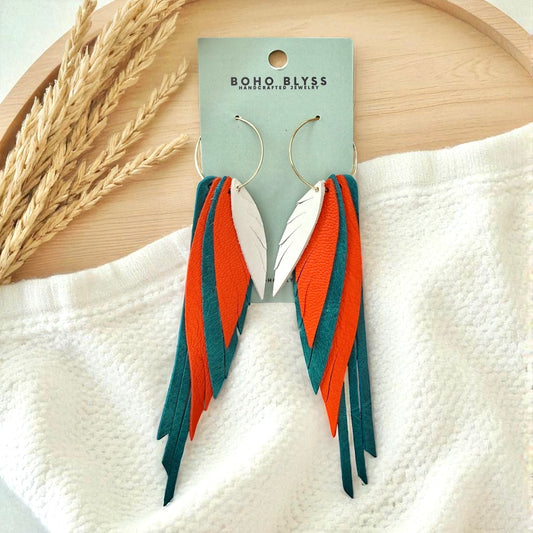 Turquoise & Orange Fiery Feathers