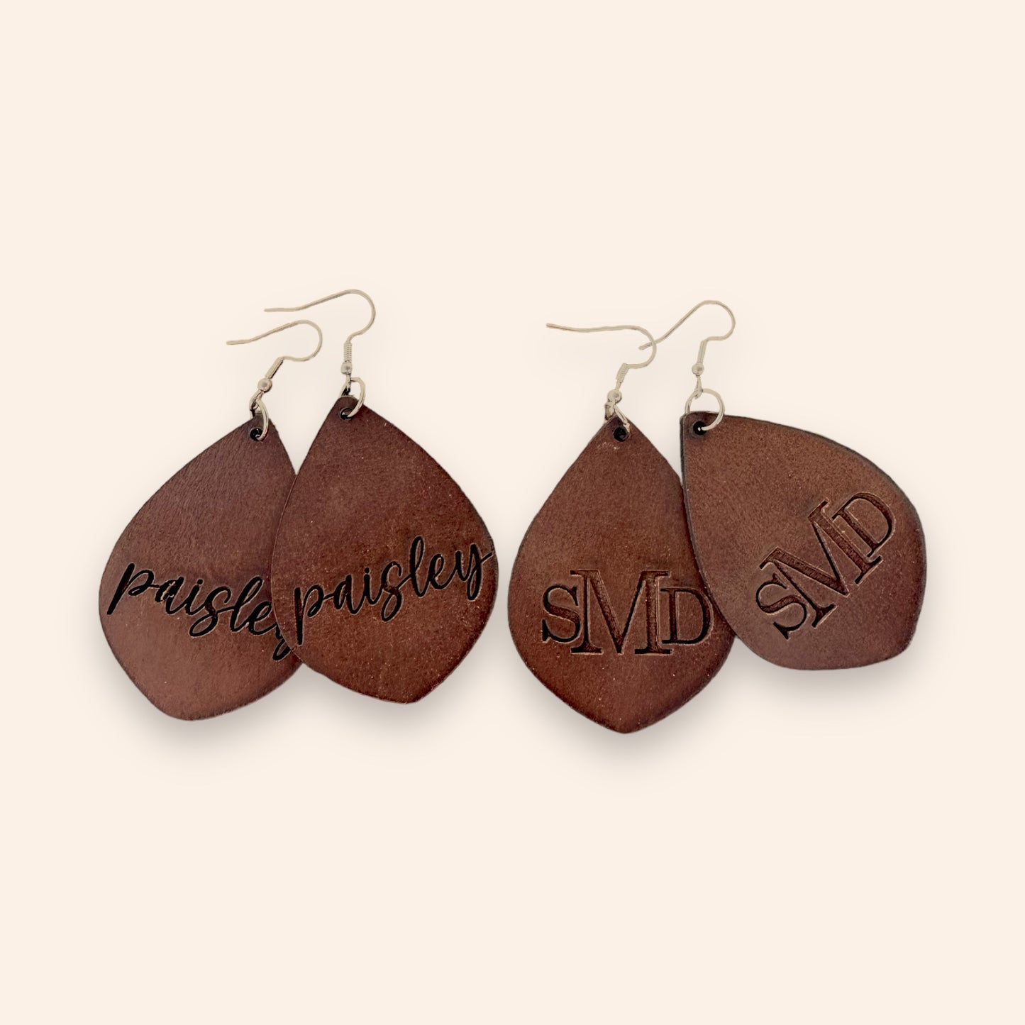 Personalized Leather Teardrops