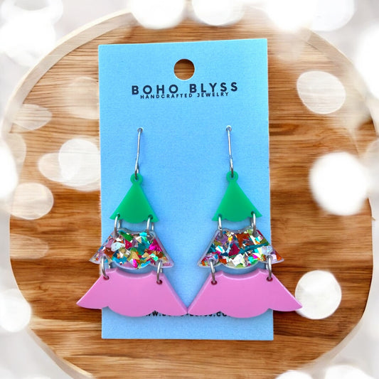 Girly Glitter Stacked Trees