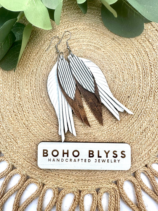 White Neutral Stripe Feathers